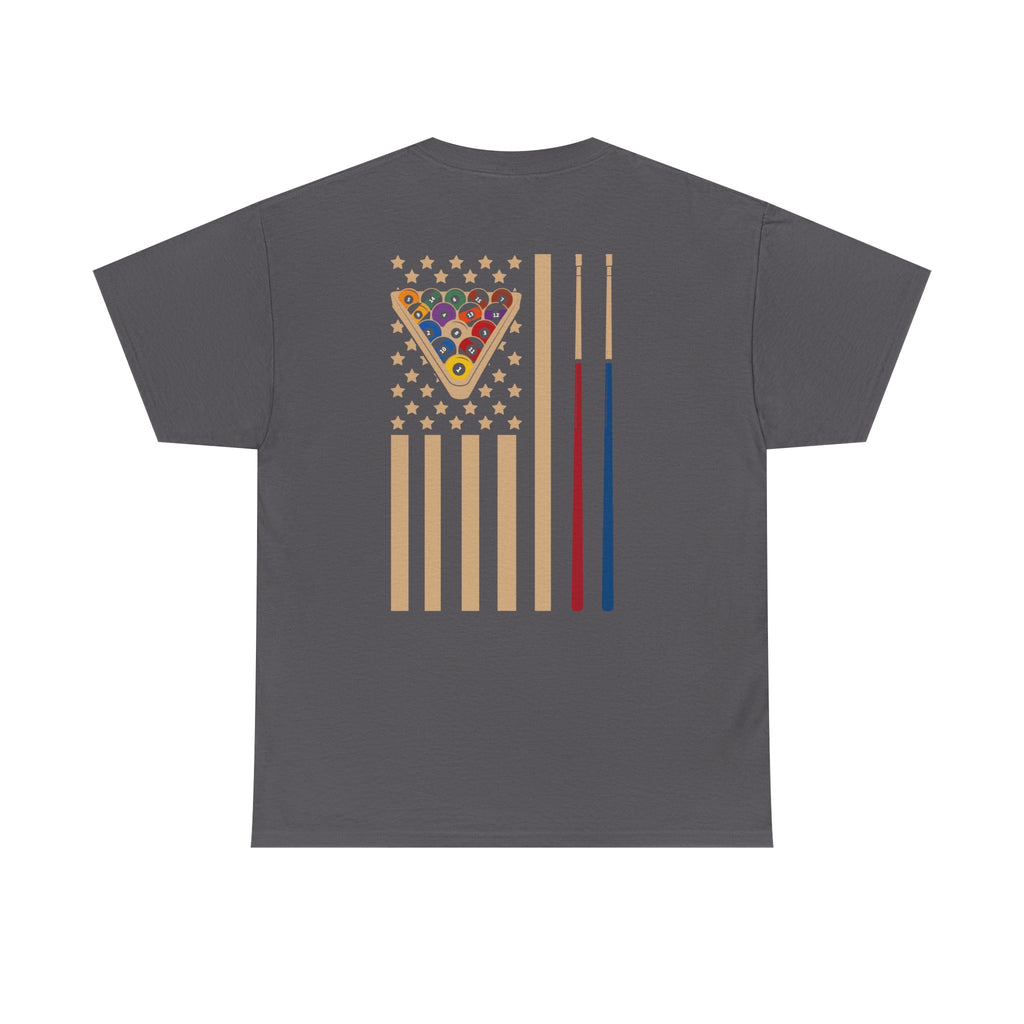 Billiards Flag Pool Cue & Balls Graphic Tee — Pool Player T-Shirt