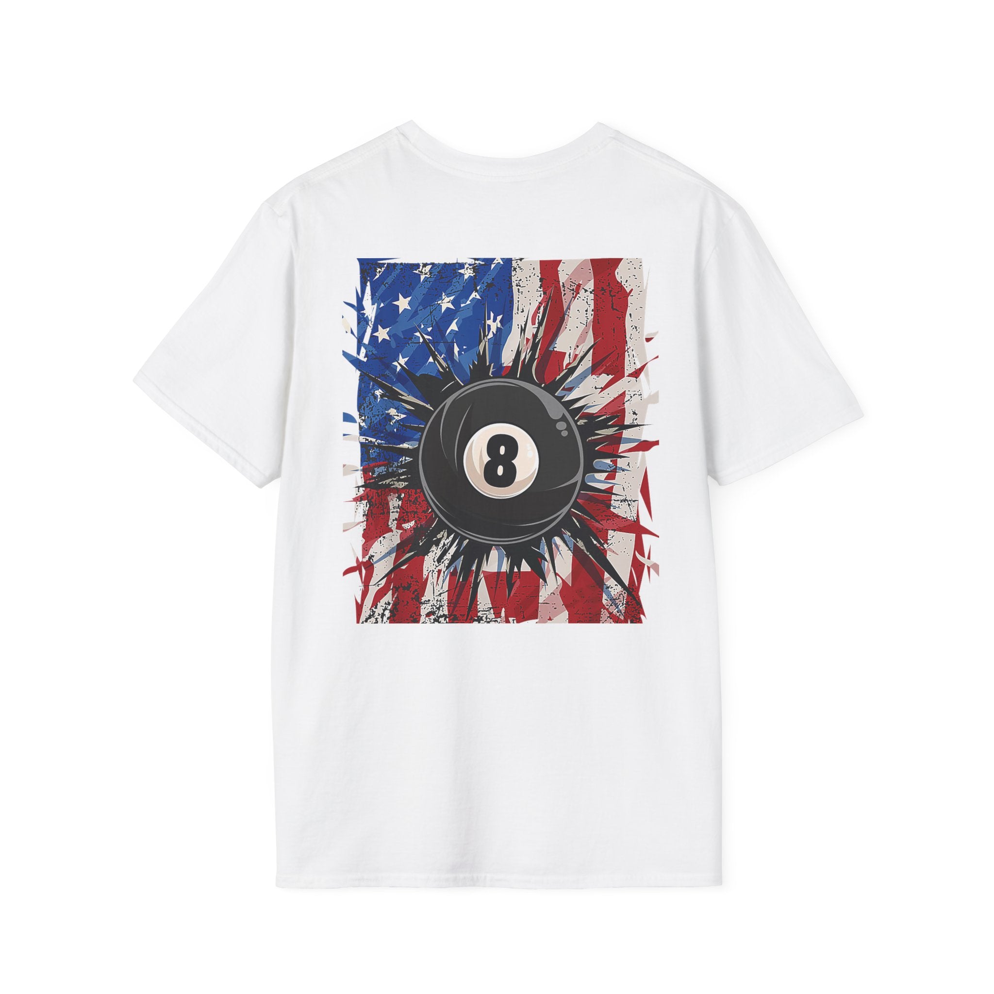 8-Ball American Flag T-Shirt — Patriotic Pool Player Tee