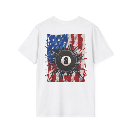 8-Ball American Flag T-Shirt — Patriotic Pool Player Tee