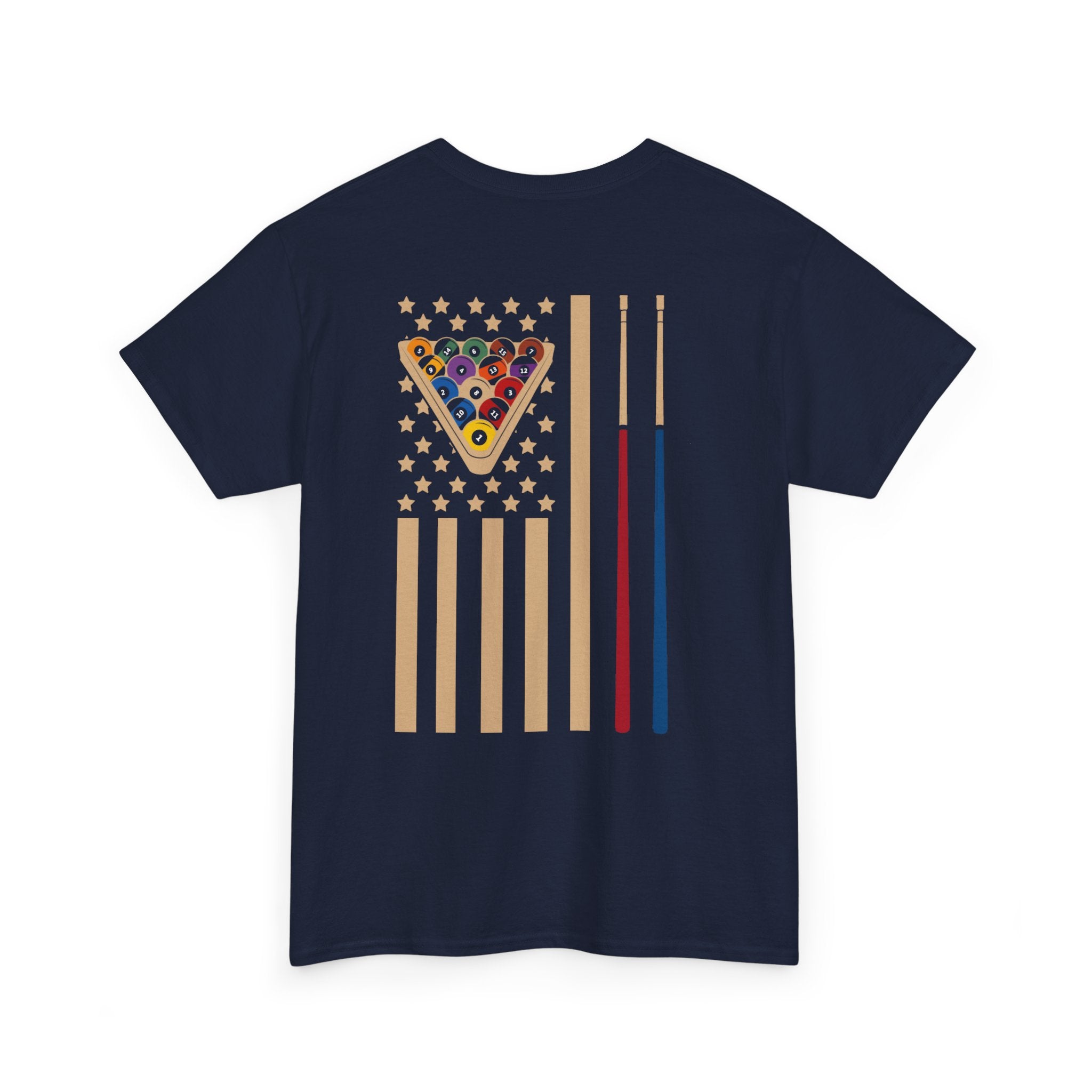 Billiards Flag Pool Cue & Balls Graphic Tee — Pool Player T-Shirt