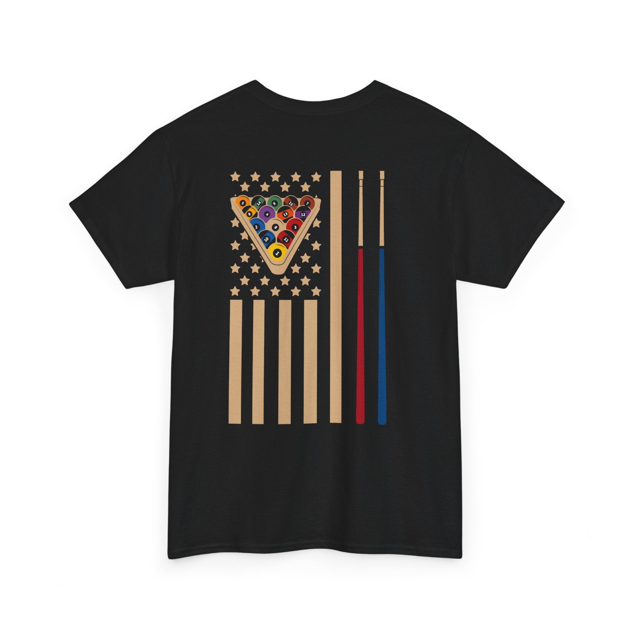 Billiards Flag Pool Cue & Balls Graphic Tee — Pool Player T-Shirt