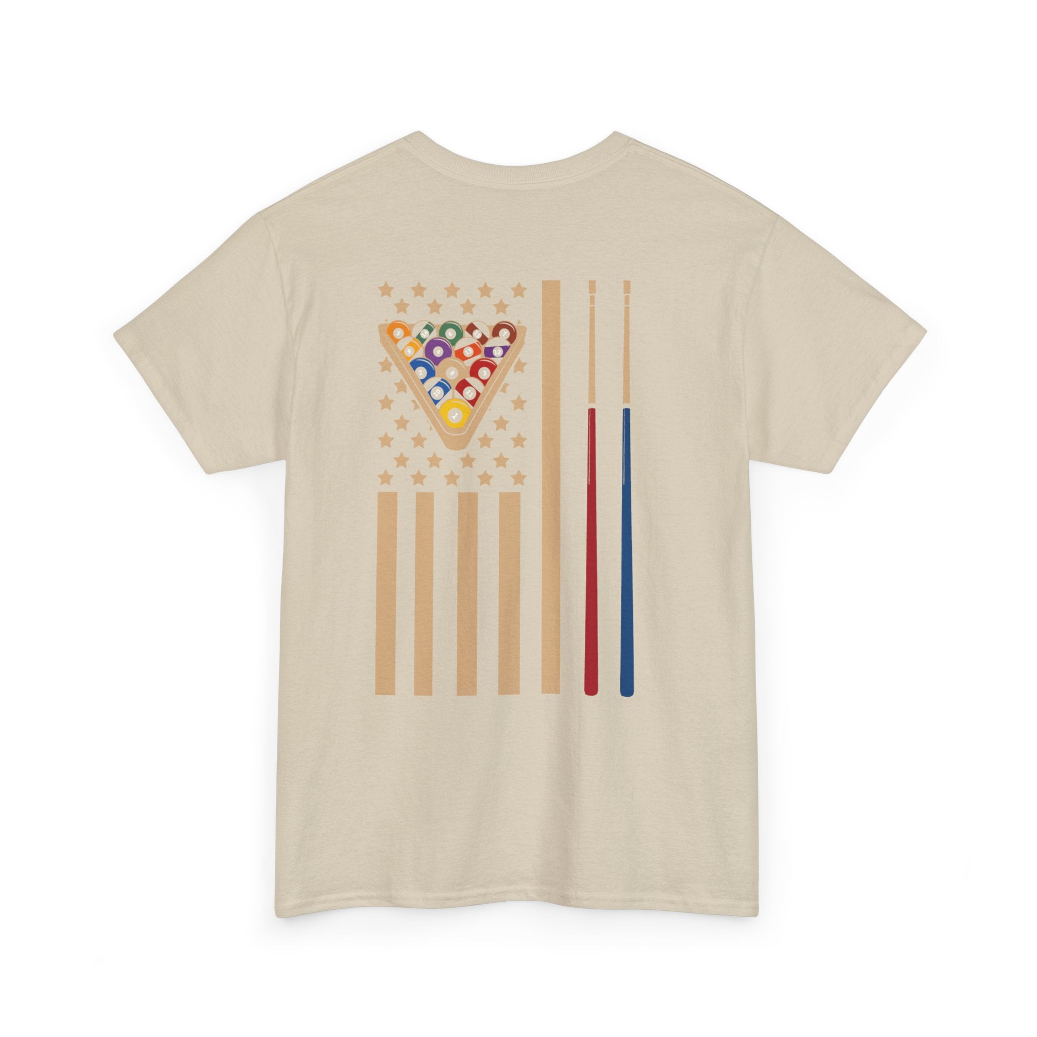 Billiards Flag Pool Cue & Balls Graphic Tee — Pool Player T-Shirt