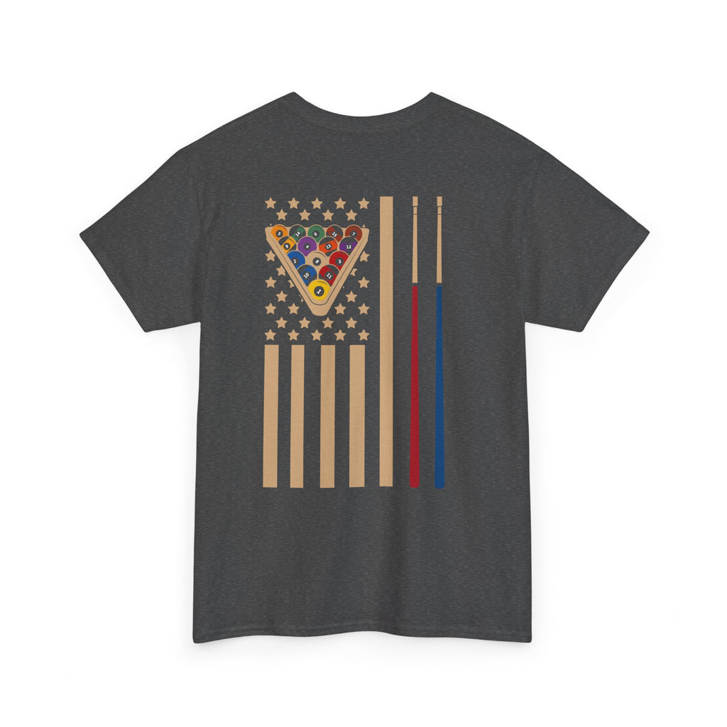 Billiards Flag Pool Cue & Balls Graphic Tee — Pool Player T-Shirt