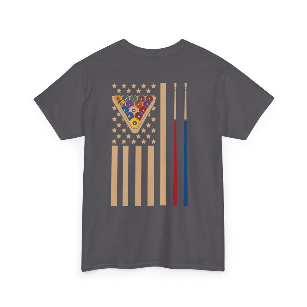 Billiards Flag Pool Cue & Balls Graphic Tee — Pool Player T-Shirt