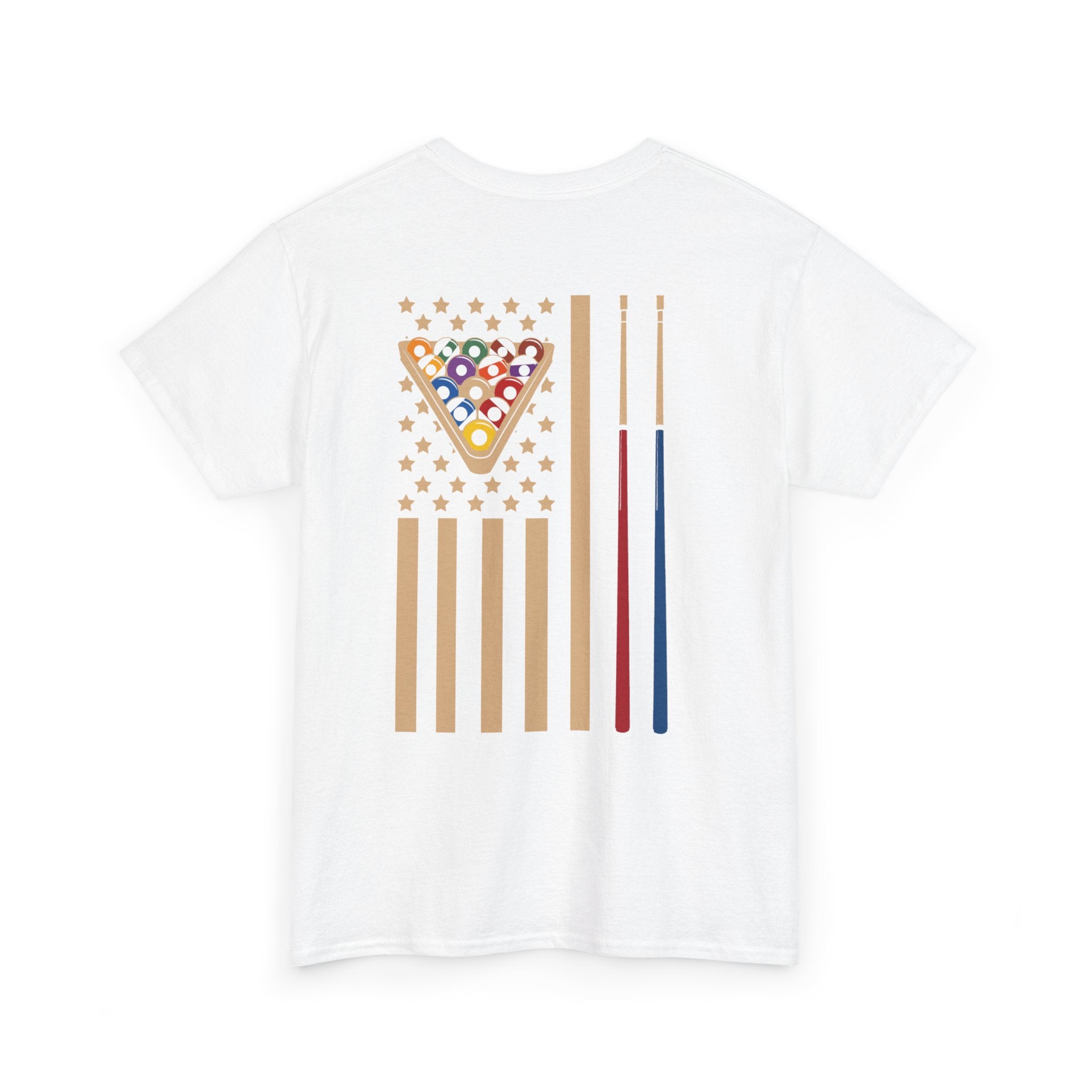Billiards Flag Pool Cue & Balls Graphic Tee — Pool Player T-Shirt
