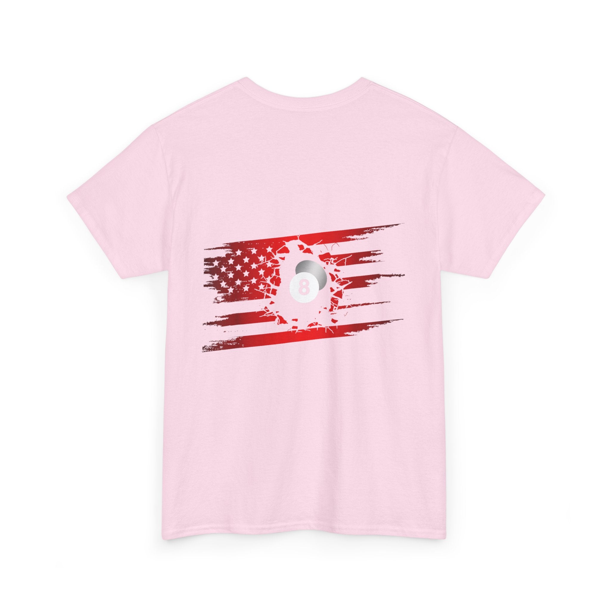 8-Ball Breaking Through USA Flag T-Shirt — Patriotic Pool Player Tee