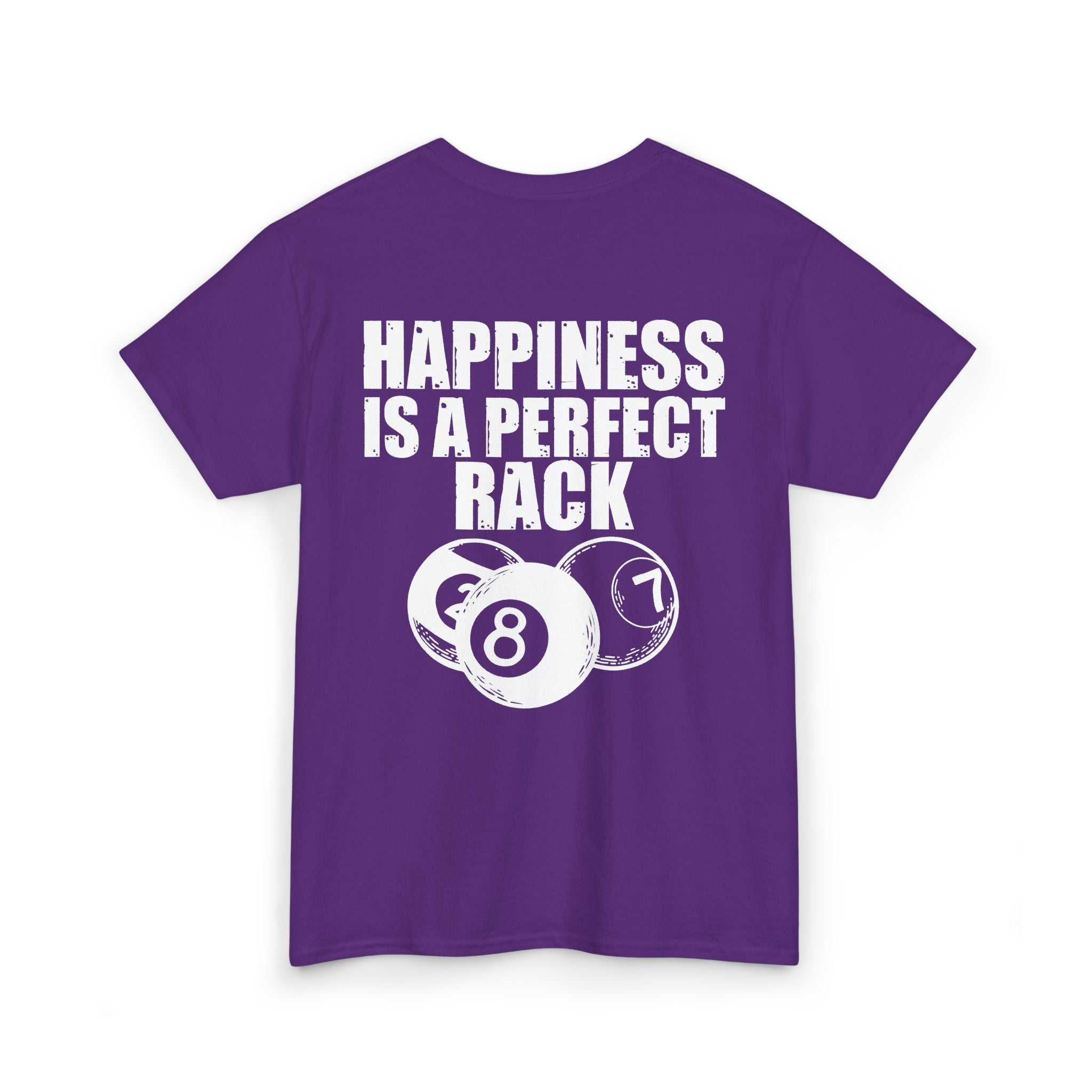 Billiards T-Shirt - "Happiness Is A Perfect Rack" Pool Cue Tee