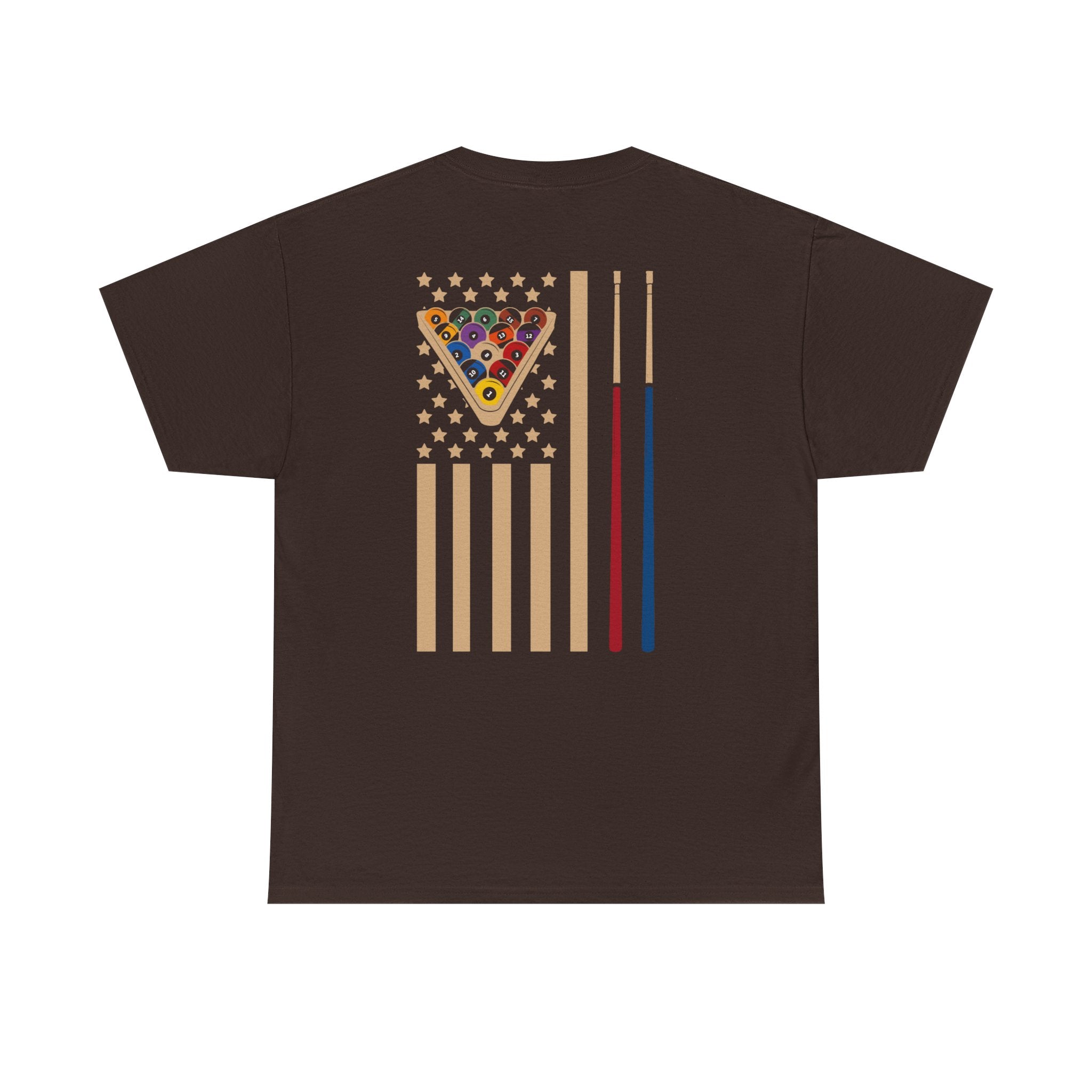 Billiards Flag Pool Cue & Balls Graphic Tee — Pool Player T-Shirt