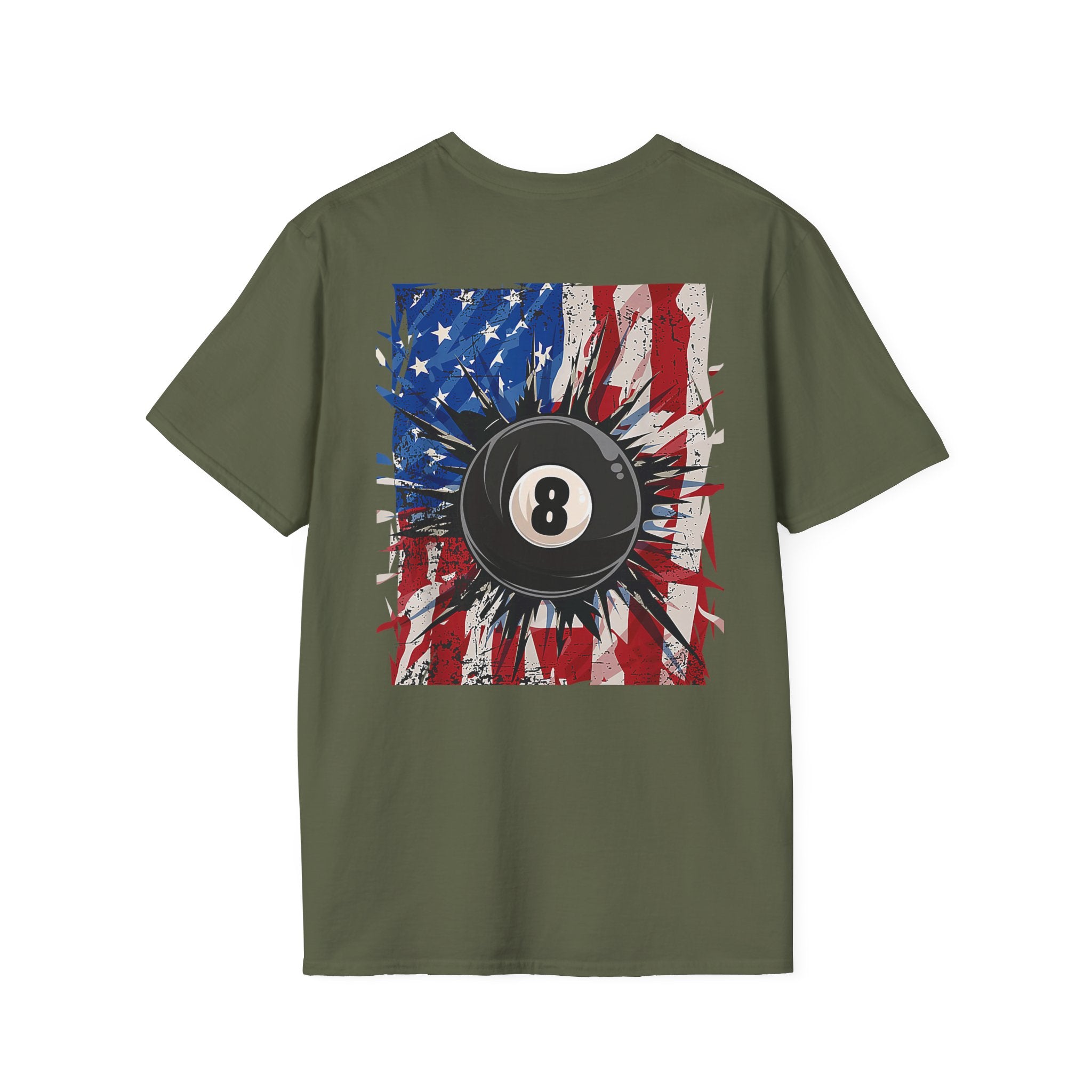 8-Ball American Flag T-Shirt — Patriotic Pool Player Tee