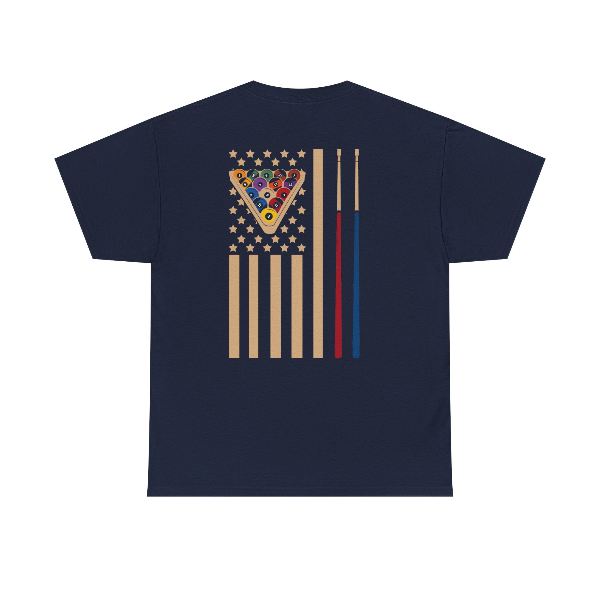 Billiards Flag Pool Cue & Balls Graphic Tee — Pool Player T-Shirt
