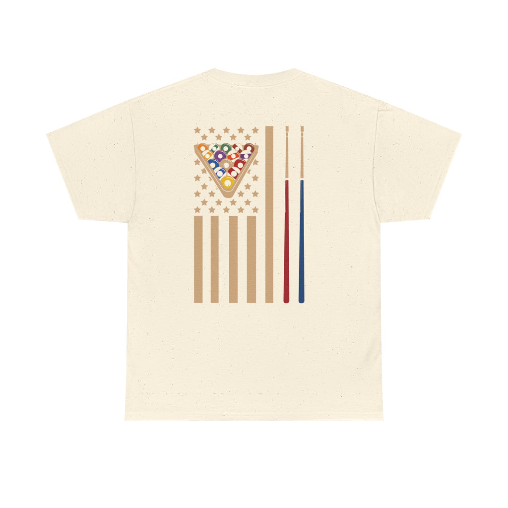 Billiards Flag Pool Cue & Balls Graphic Tee — Pool Player T-Shirt