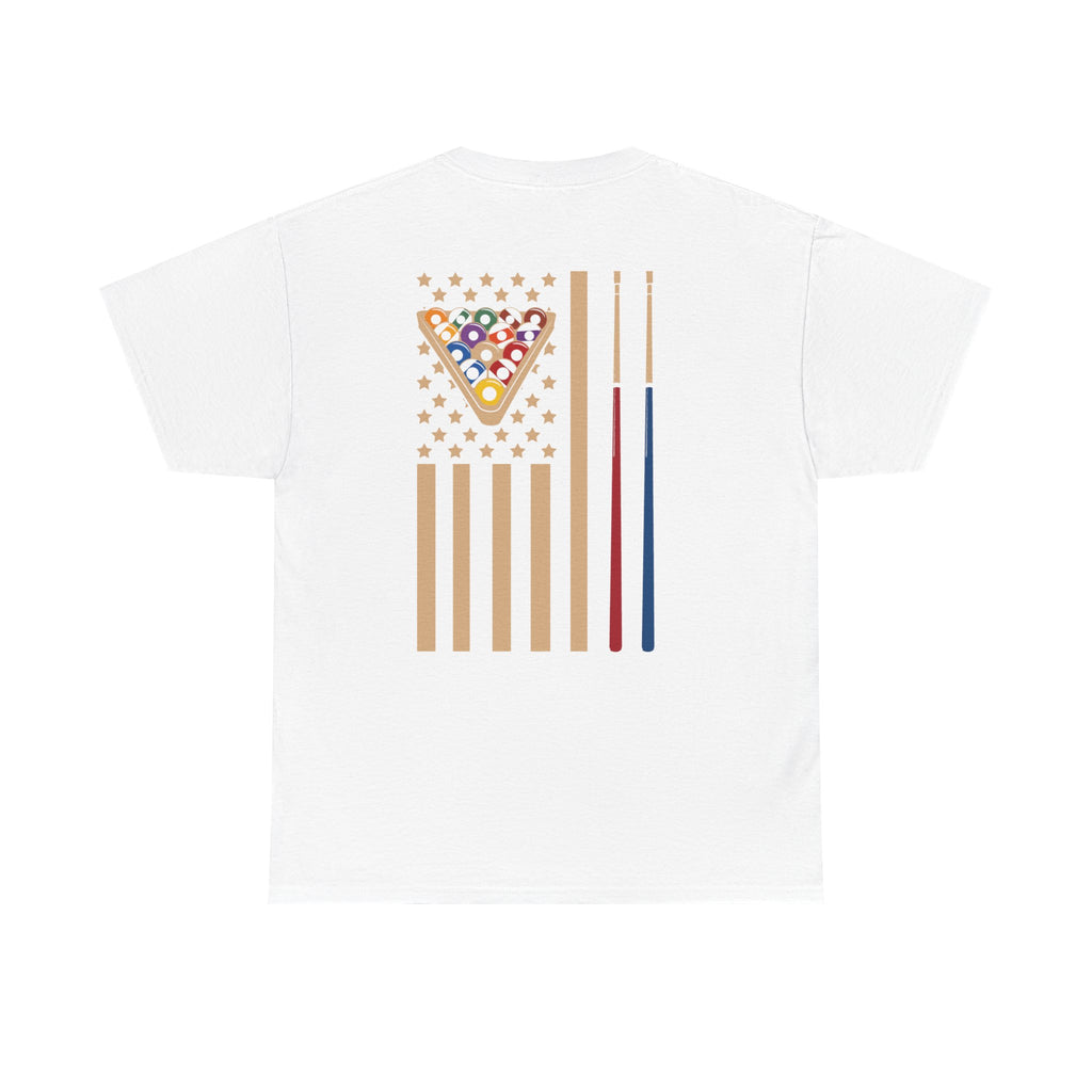 Billiards Flag Pool Cue & Balls Graphic Tee — Pool Player T-Shirt