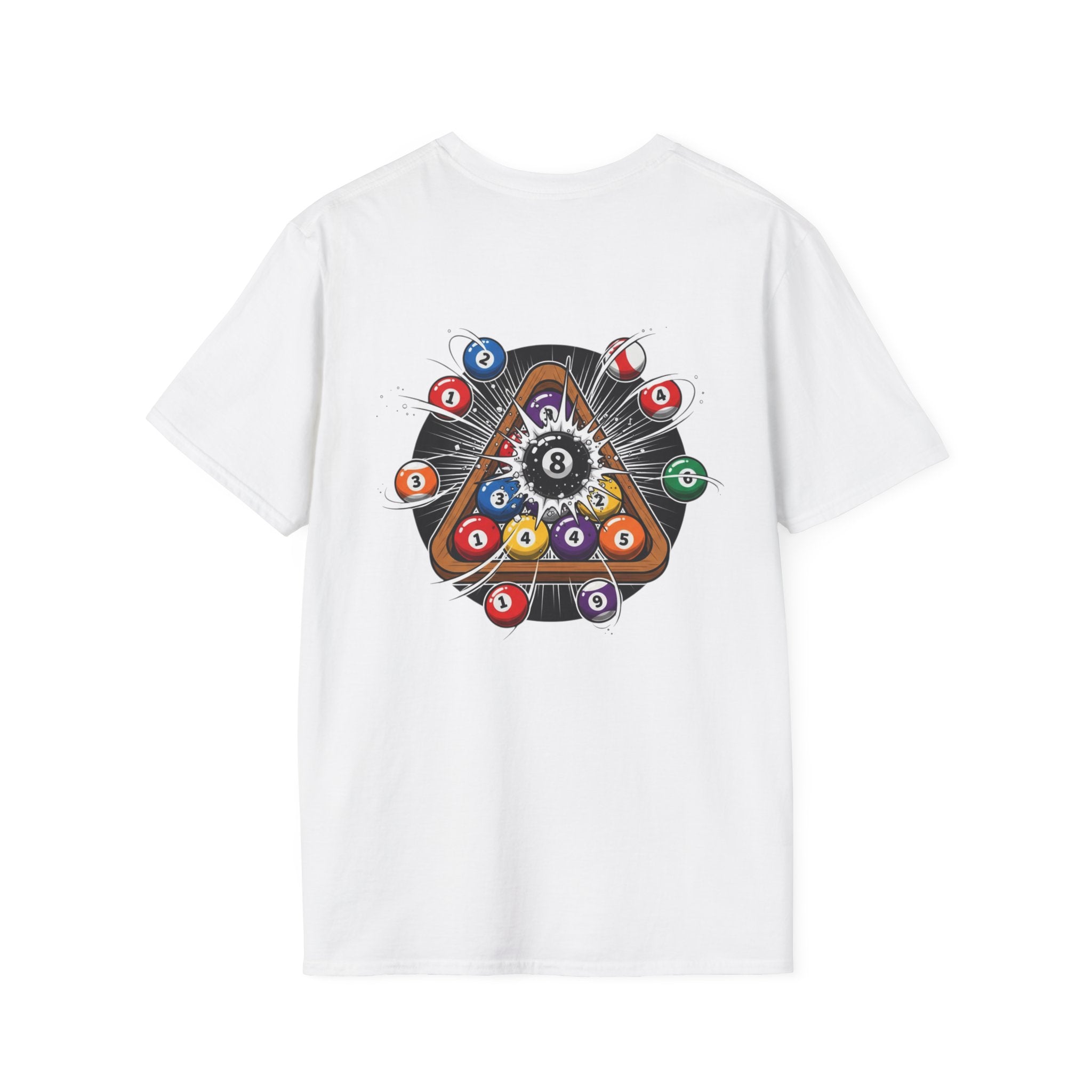 Billiards 8-Ball Graphic T-Shirt — Pool Rack Vintage Cue Club Tee