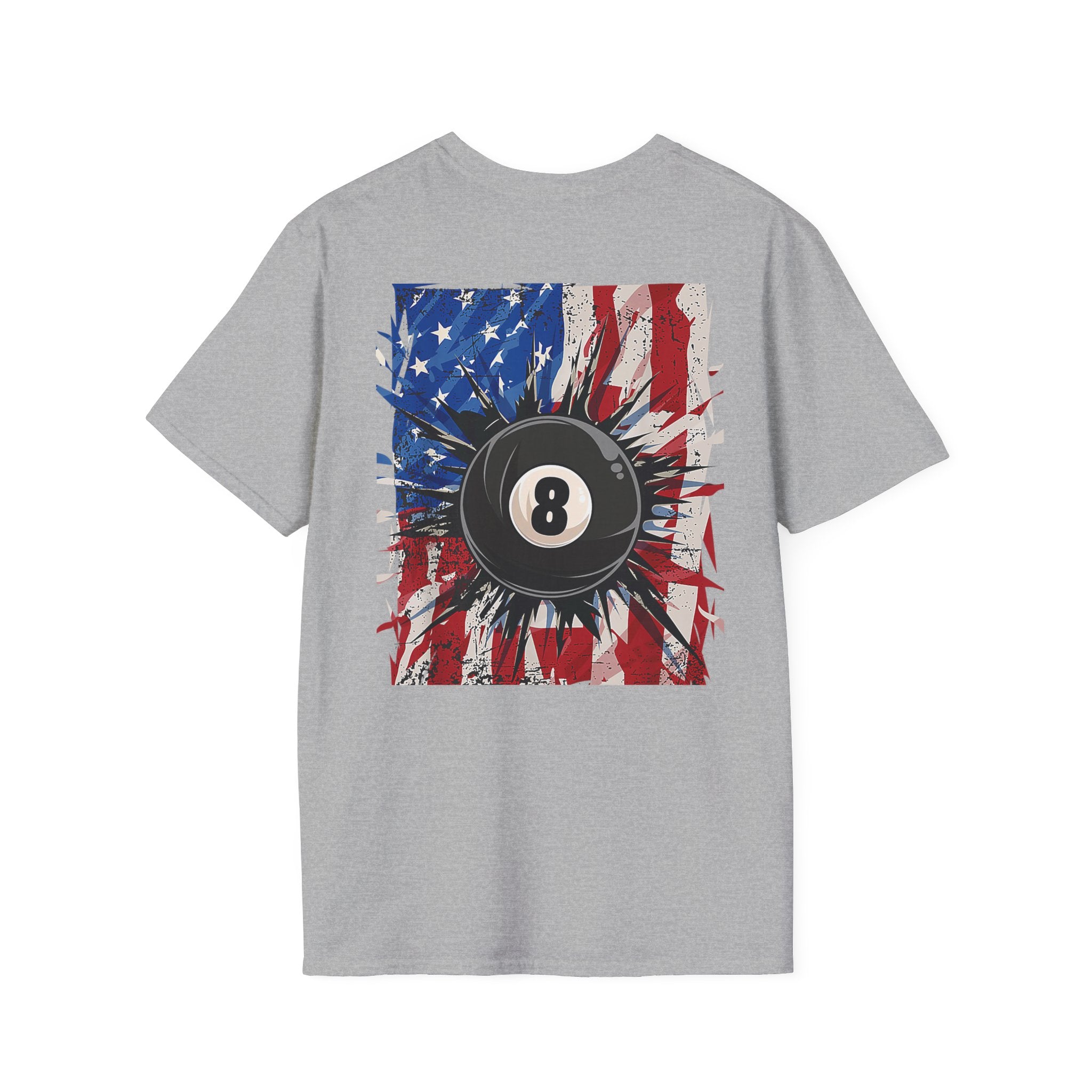 8-Ball American Flag T-Shirt — Patriotic Pool Player Tee