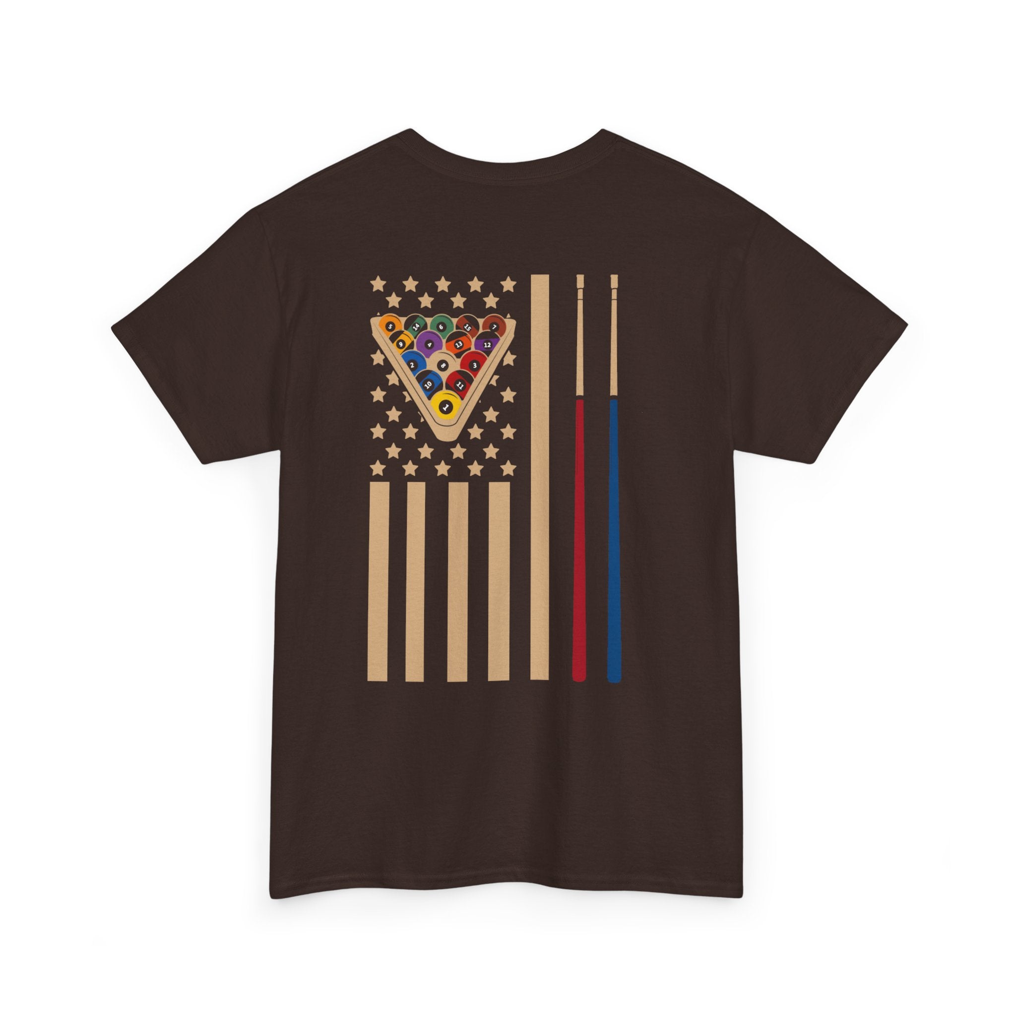 Billiards Flag Pool Cue & Balls Graphic Tee — Pool Player T-Shirt