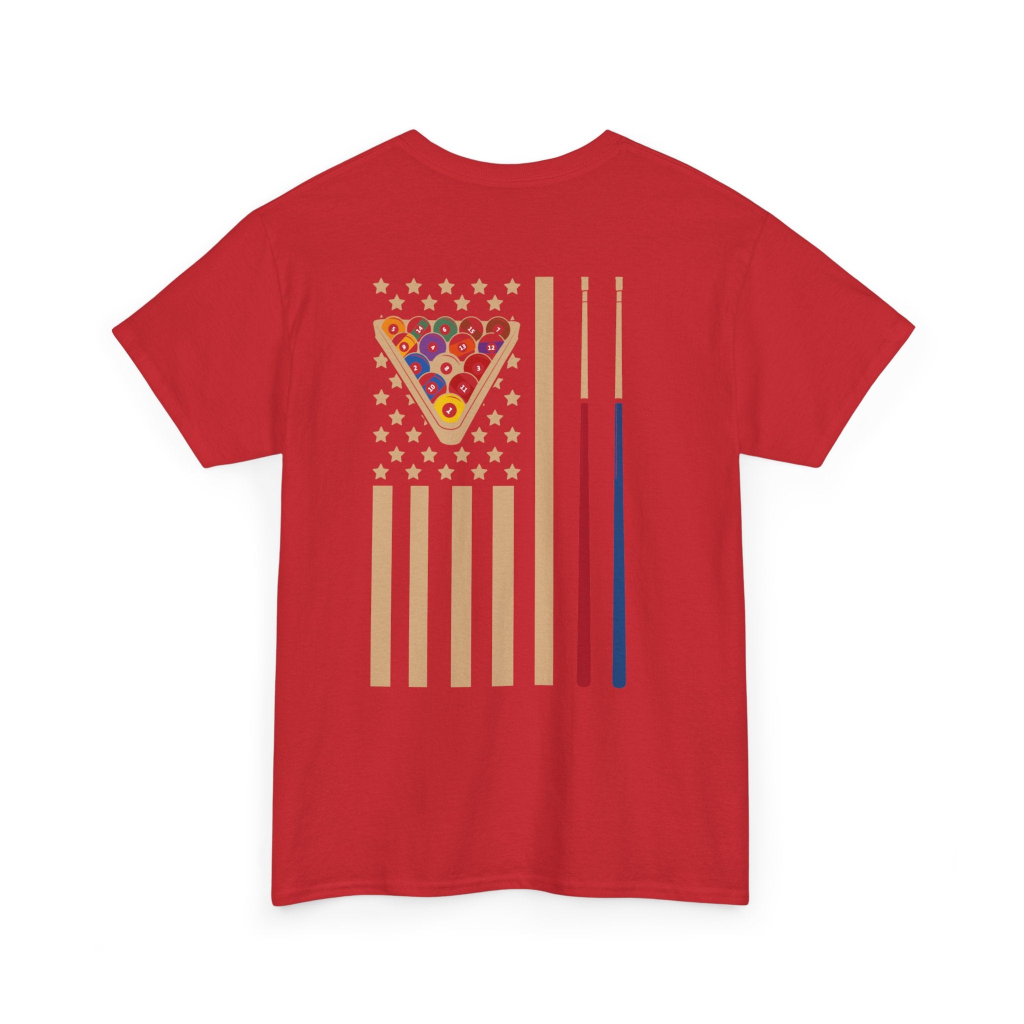 Billiards Flag Pool Cue & Balls Graphic Tee — Pool Player T-Shirt