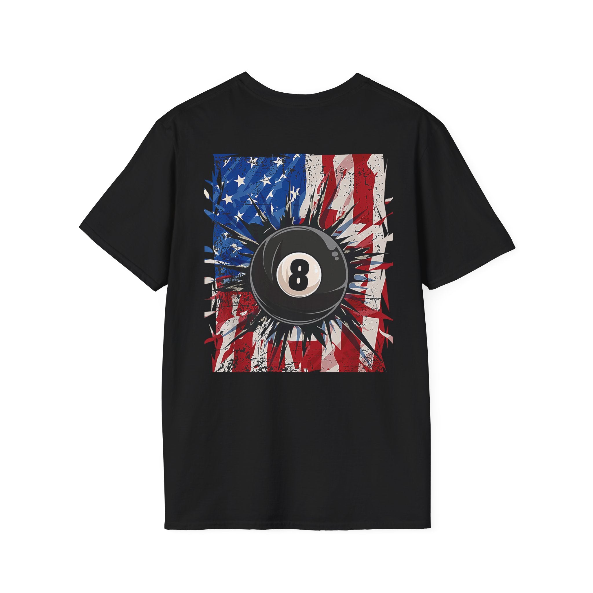 8-Ball American Flag T-Shirt — Patriotic Pool Player Tee
