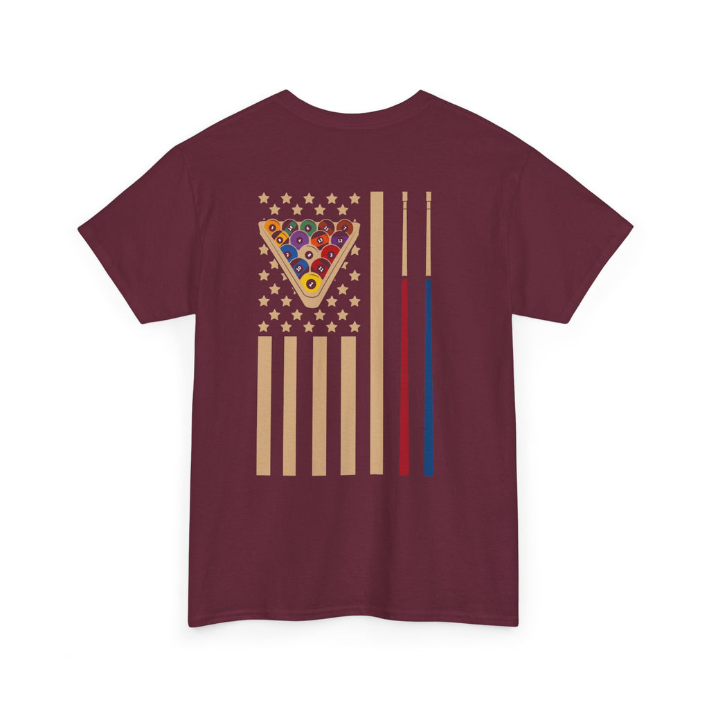 Billiards Flag Pool Cue & Balls Graphic Tee — Pool Player T-Shirt
