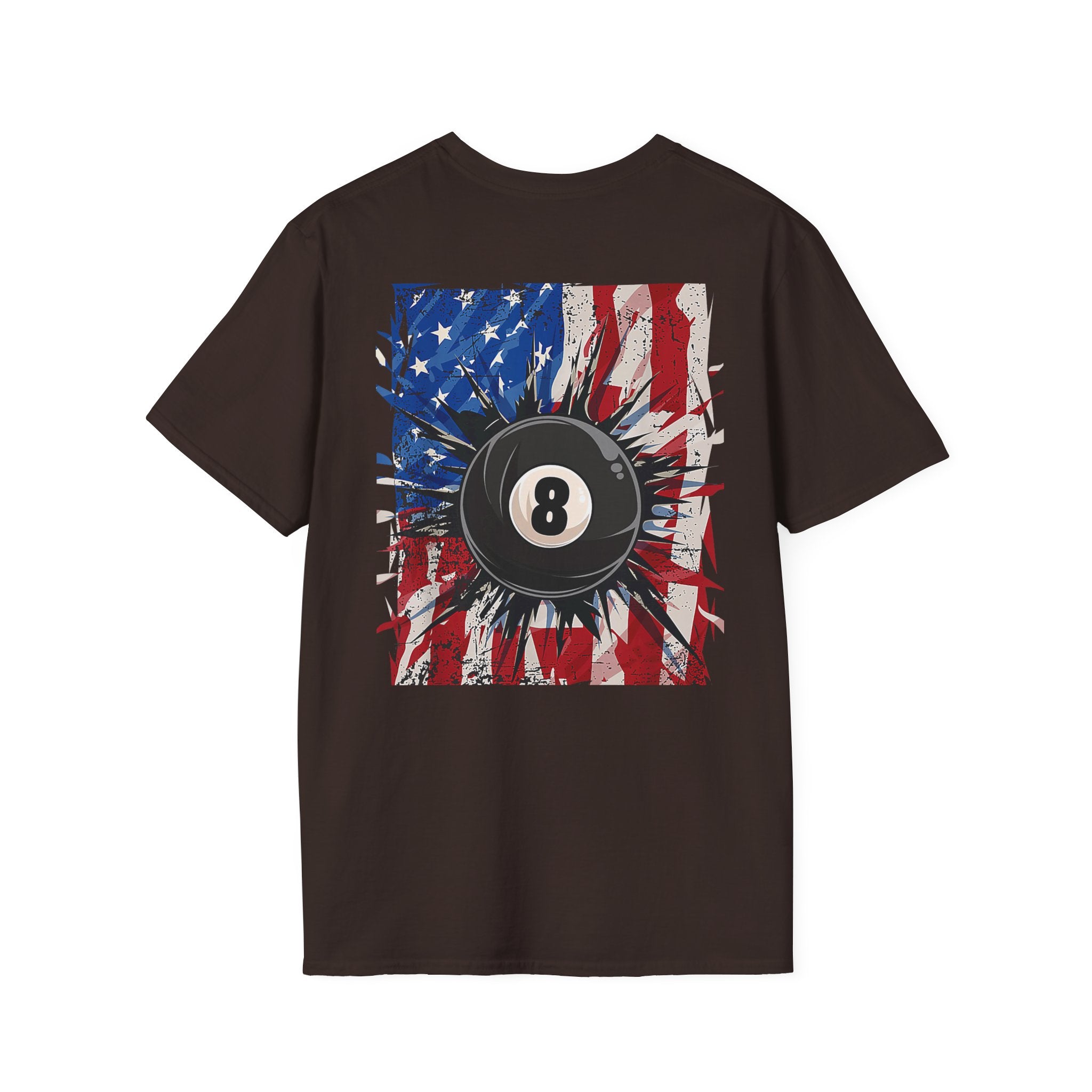 8-Ball American Flag T-Shirt — Patriotic Pool Player Tee