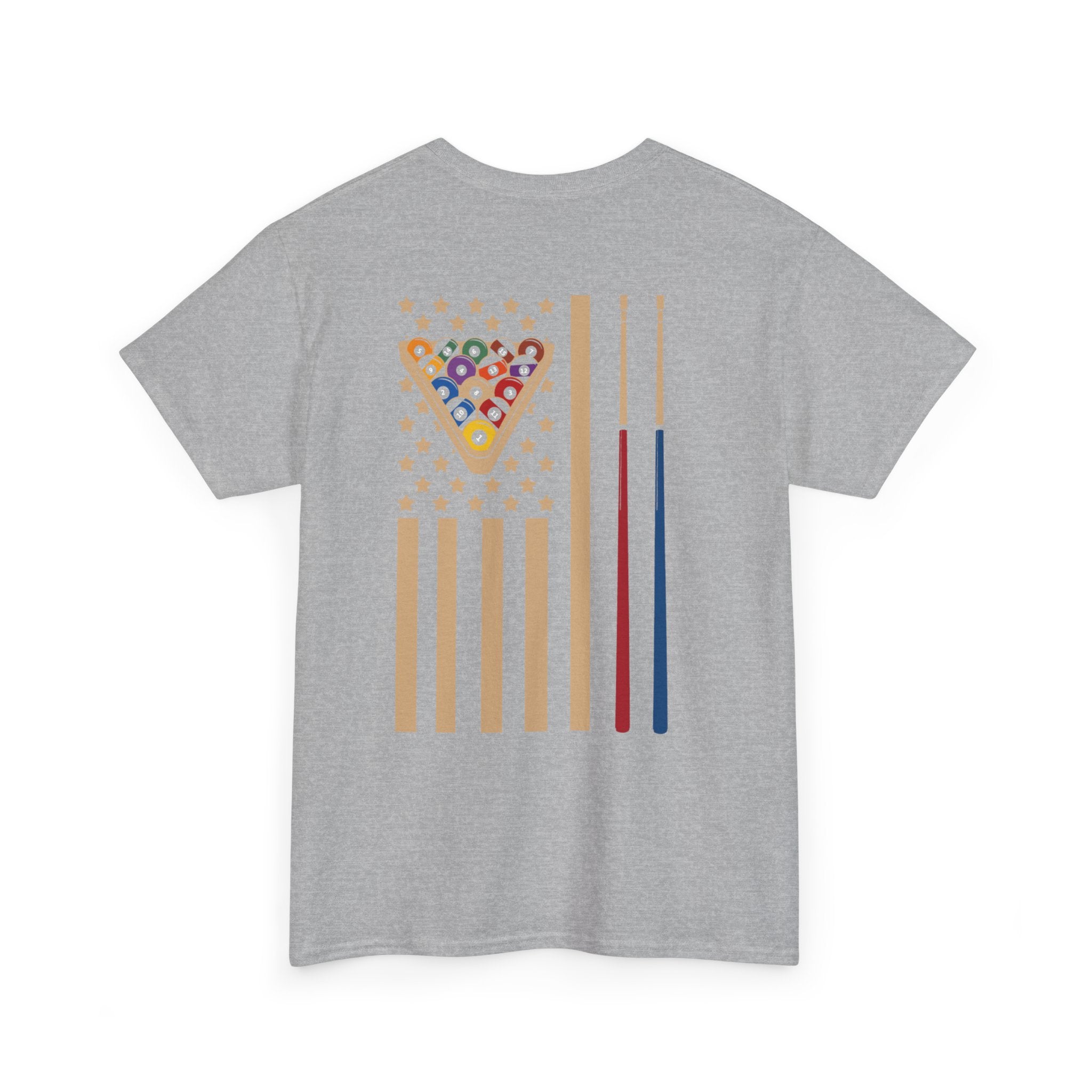 Billiards Flag Pool Cue & Balls Graphic Tee — Pool Player T-Shirt